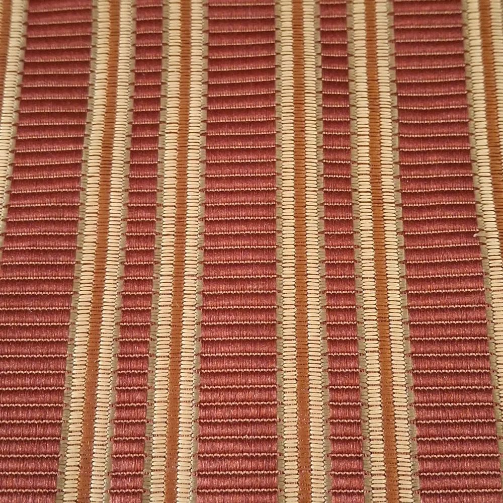 FABRIC #1344 - Home Decor - Burgundy Orange Tan Stripe Remnant - 13 x 37